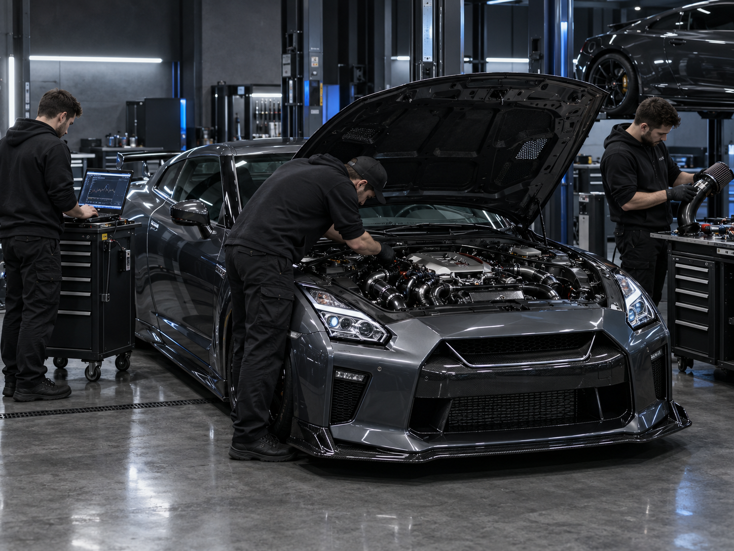 Trabajo en vehículo dentro del taller TO IMPORT